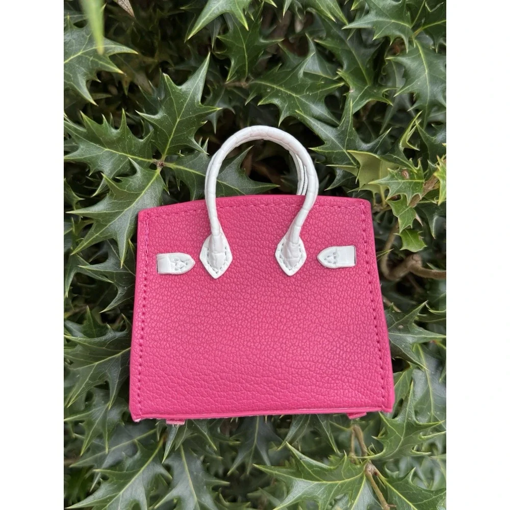 Faux Leather Keychain Key Ring Car Bag Holder Ear Headset Earphone Earbuds Gift